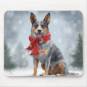Australian Cattle Dog im Schnee Weihnachten Mousepad