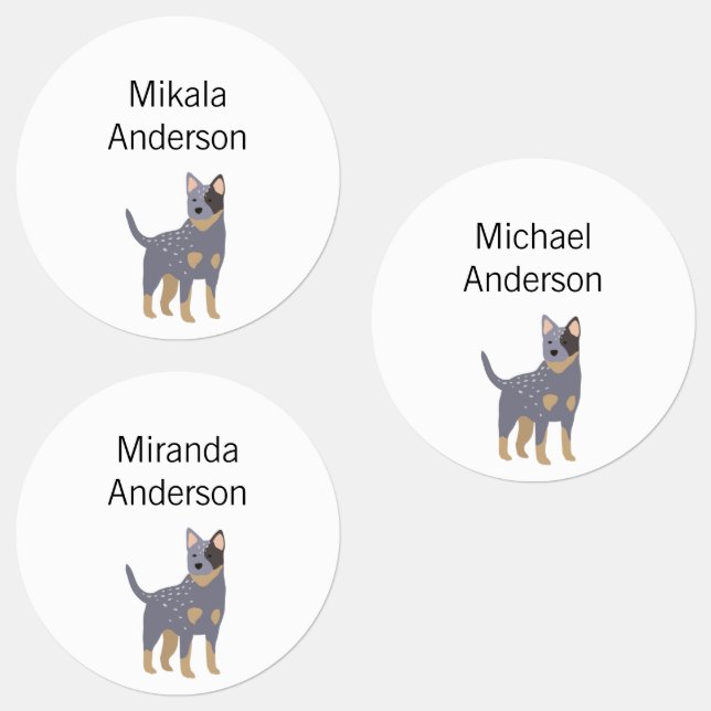 Australian Cattle Dog nom étanche étiquettes (Groupe)