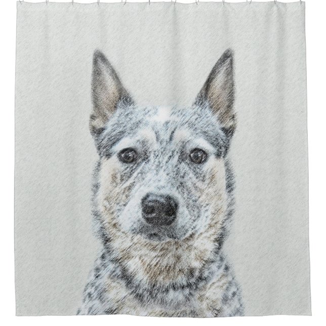 Australian Cattle Dog Painting - Niedliche Origina Duschvorhang (Vorderseite)