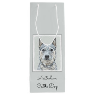Australian Cattle Dog Painting - Niedliche Origina Geschenktüte Für Weinflaschen