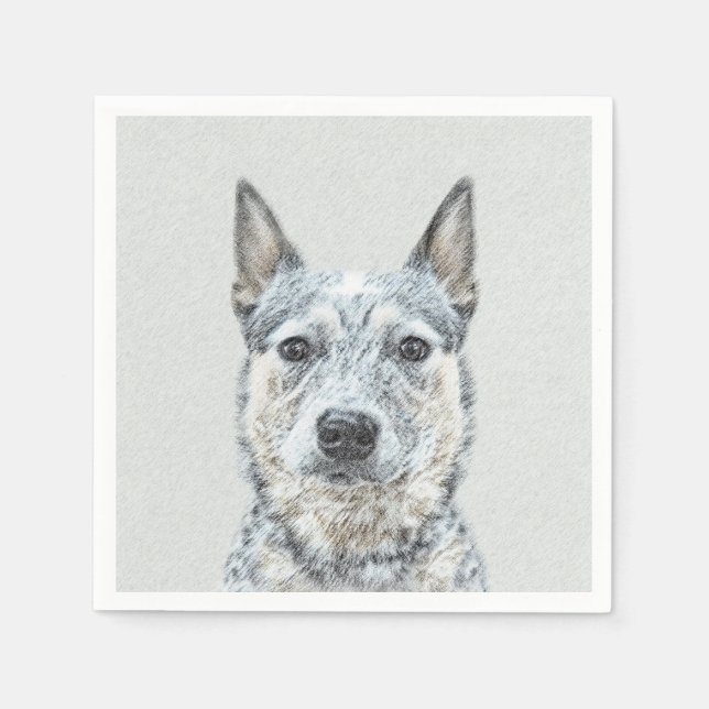 Australian Cattle Dog Painting - Niedliche Origina Serviette (Vorderseite)