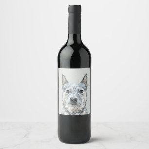 Australian Cattle Dog Painting - Niedliche Origina Weinetikett