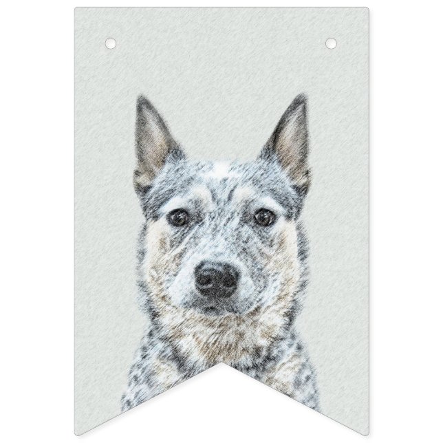 Australian Cattle Dog Painting - Niedliche Origina Wimpelkette (Erste Fahne)