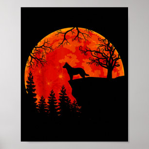 Australian Cattle Dog und Mond Halloween Poster