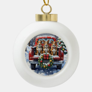 Australian Cattle Dog Weihnachten Rotes Lastwagen Keramik Kugel-Ornament