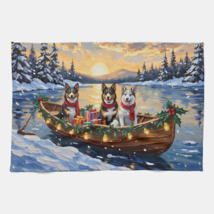 Australian Cattle Dog Weihnachtsboot Urlaub Geschirrtuch
