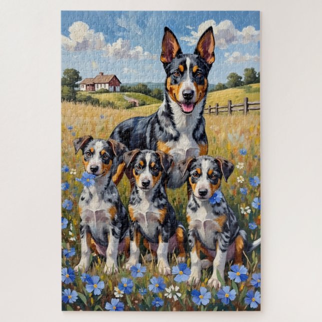 Australian Cattle Dog Wildflower-Feld-Kunst (Vertikal)