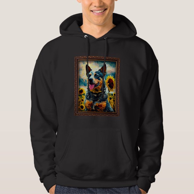 Australian Cattle Painting Sunflower Flower Mom Wo Hoodie (Vorderseite)