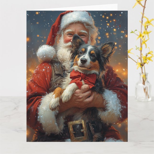 Australian Cattle Santa Claus Weihnachten Karte (Gelbe Blume)