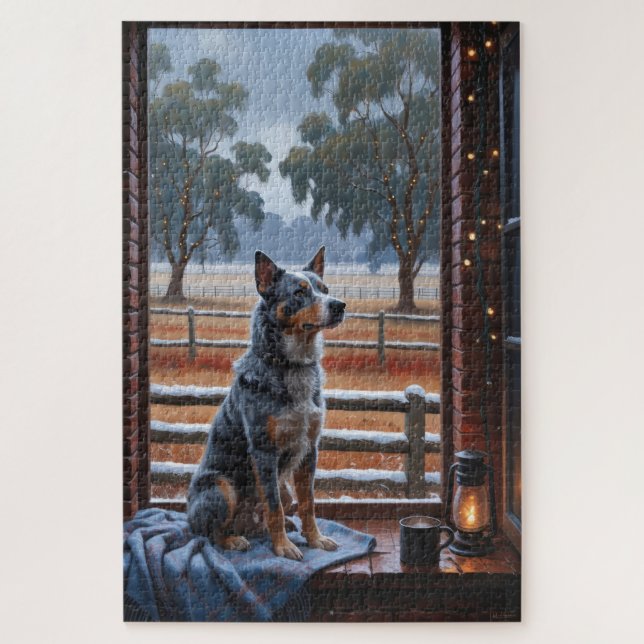 Australian Cattle With Christmas Lights Holiday (Vertikal)
