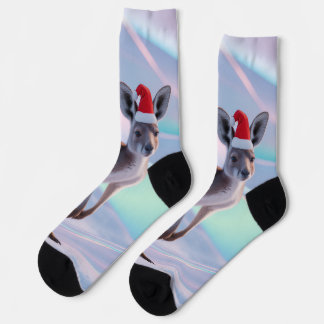 Australian Christmas Kangaroo – Santa Hat Holiday  Socken