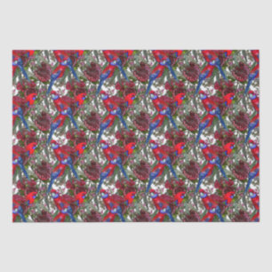Australian Crimson Rosella und Wildblume Muster Seidenpapier
