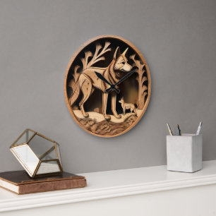 "Australian Dingo: A Nature's Print" Große Wanduhr