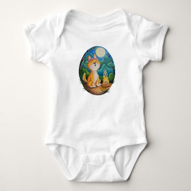 Australian Dingo howling on baby romper playsuit Baby Strampler (Vorderseite)