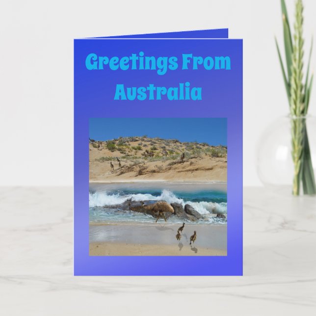 Australian Emu And Koala, Birthday Karte (Vorderseite)