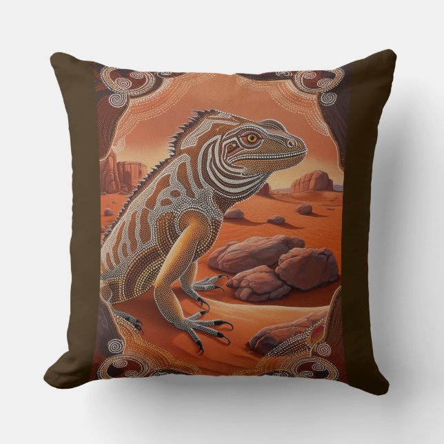 Australian Iguana Lizard Wildlife Scene Kissen (Vorderseite)
