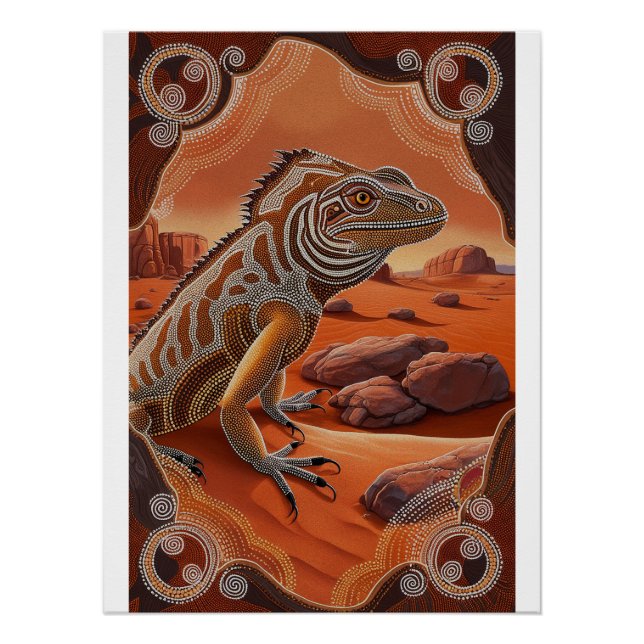 Australian Iguana Lizard Wildlife Scene Poster (Vorderseite)