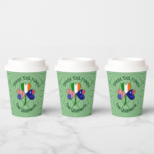 Australian Irish USA Shamrock Personalized Text Pappbecher (Multi)