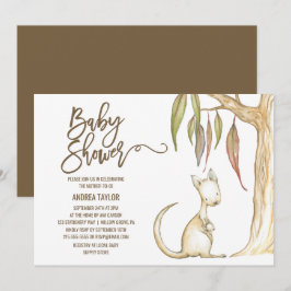 Australian Kangaroo & Joey Neutral Baby Shower Einladung