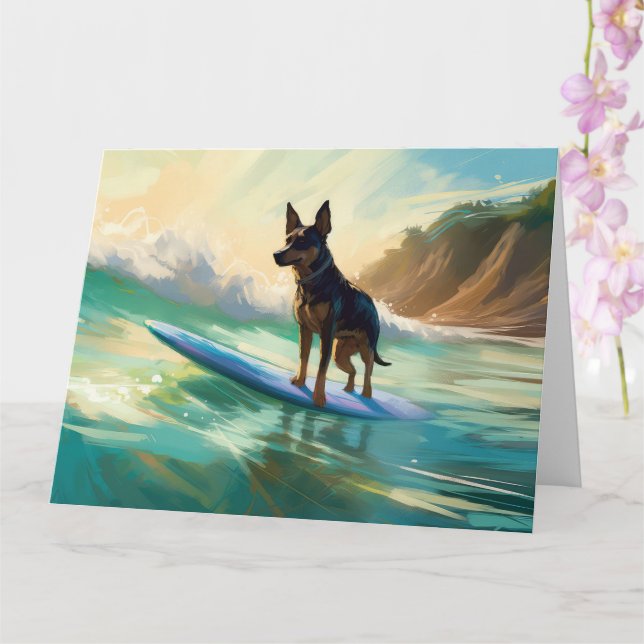 Australian Kelpie Beach Surfing Painting Karte (Orchidee)