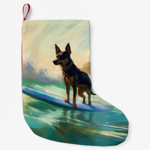 Australian Kelpie Beach Surfing Painting Kleiner Weihnachtsstrumpf