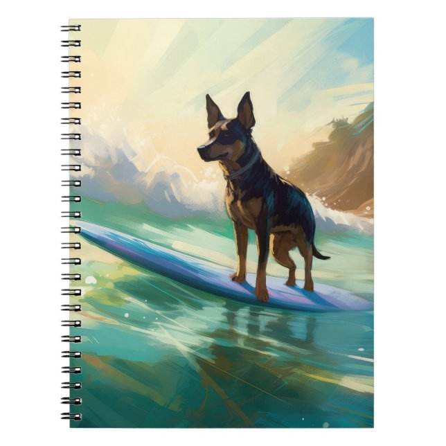 Australian Kelpie Beach Surfing Painting Notizblock (Vorderseite)