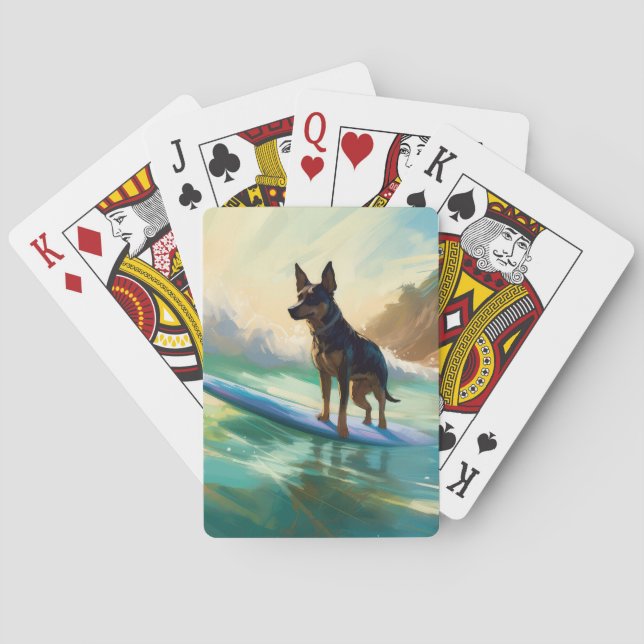 Australian Kelpie Beach Surfing Painting Spielkarten (Rückseite)
