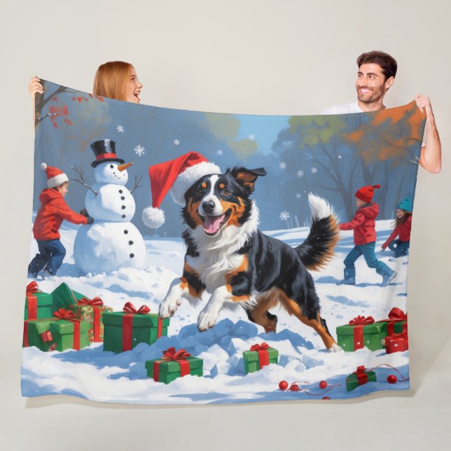 Australian Kelpie Christmas Festive Snow Scene Fleecedecke (Beispiel)