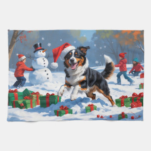 Australian Kelpie Christmas Festive Snow Scene Geschirrtuch