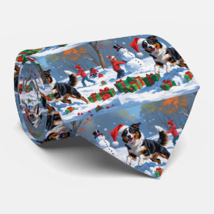 Australian Kelpie Christmas Festive Snow Scene Krawatte