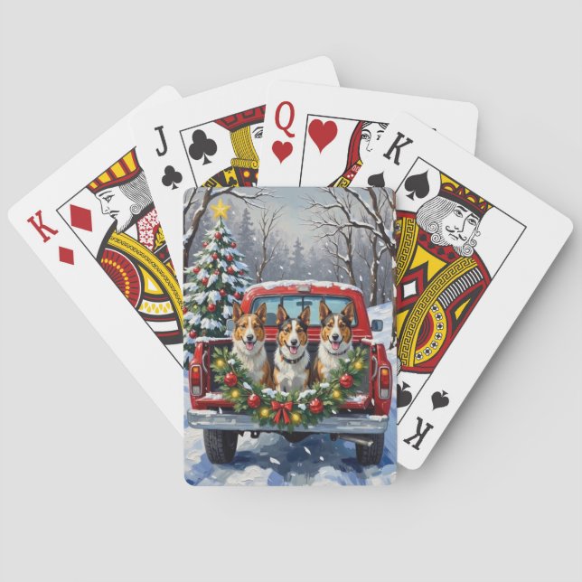 Australian Kelpie Christmas Red Truck Holiday Spielkarten (Rückseite)
