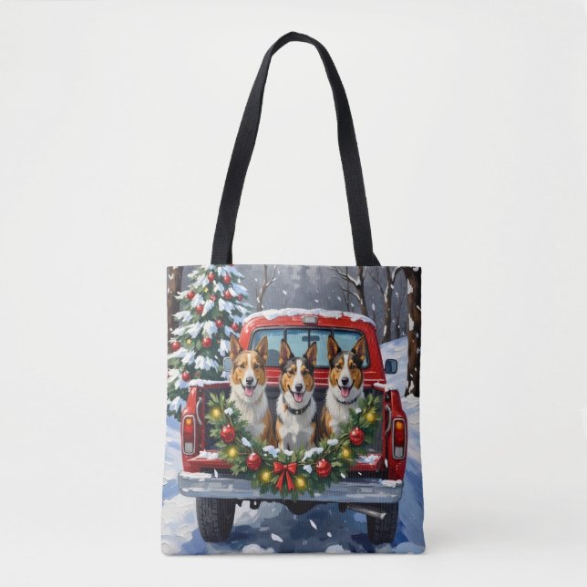Australian Kelpie Christmas Red Truck Holiday Tasche (Vorderseite)
