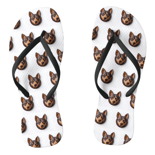 Australian Kelpie Dog 3D Inspiriert Flip Flops (Fußbett)