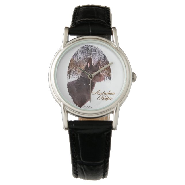 Australian Kelpie Dog Art Armbanduhr (Vorderseite)