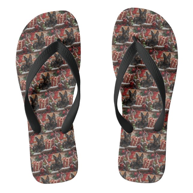 Australian Kelpie Dog Christmas Festive Flip Flops (Fußbett)