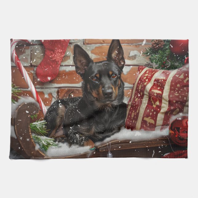 Australian Kelpie Dog Christmas Festive Geschirrtuch (Horizontal)