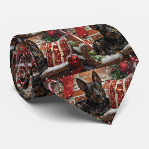 Australian Kelpie Dog Christmas Festive Krawatte