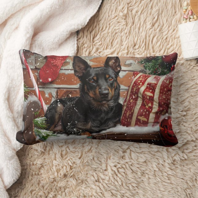 Australian Kelpie Dog Christmas Festive Lendenkissen (Decke)