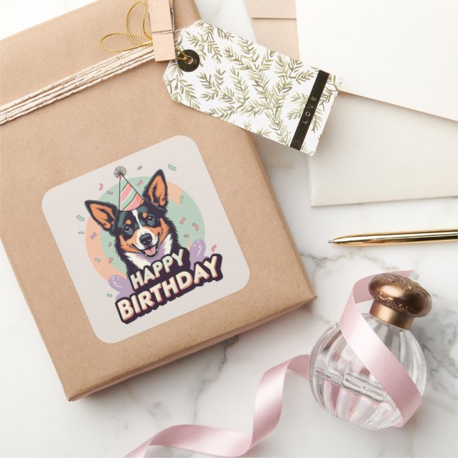 Australian Kelpie Dog Colorful Quadratischer Aufkleber (Schenken)