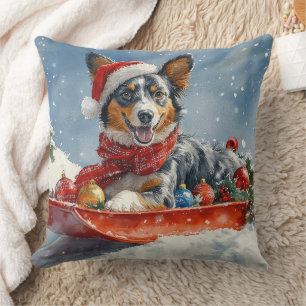 Australian Kelpie im Schlitten Lass es schneien We Kissen