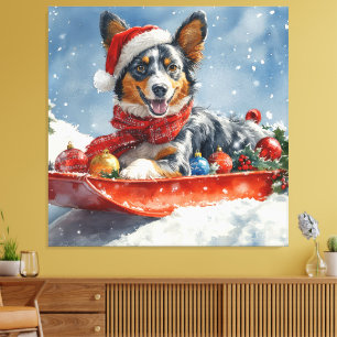 Australian Kelpie im Schlitten Lass es schneien We Leinwanddruck