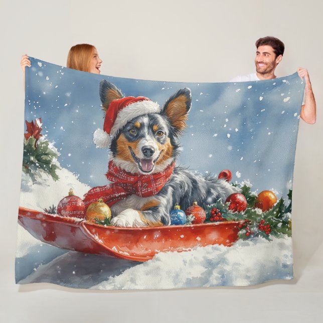 Australian Kelpie in Sledge Let it Snow Christmas Fleecedecke (Beispiel)