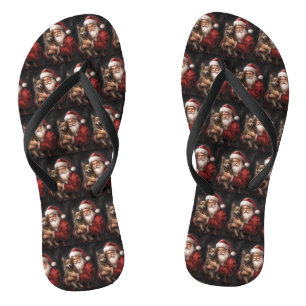 Australian Kelpie mit Weihnachten im Weihnachtsman Flip Flops