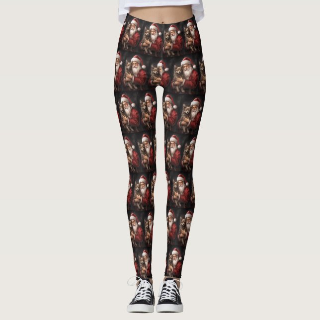 Australian Kelpie mit Weihnachten im Weihnachtsman Leggings (Vorderseite)
