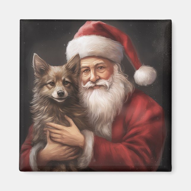 Australian Kelpie mit Weihnachten im Weihnachtsman Magnet (Vorne)