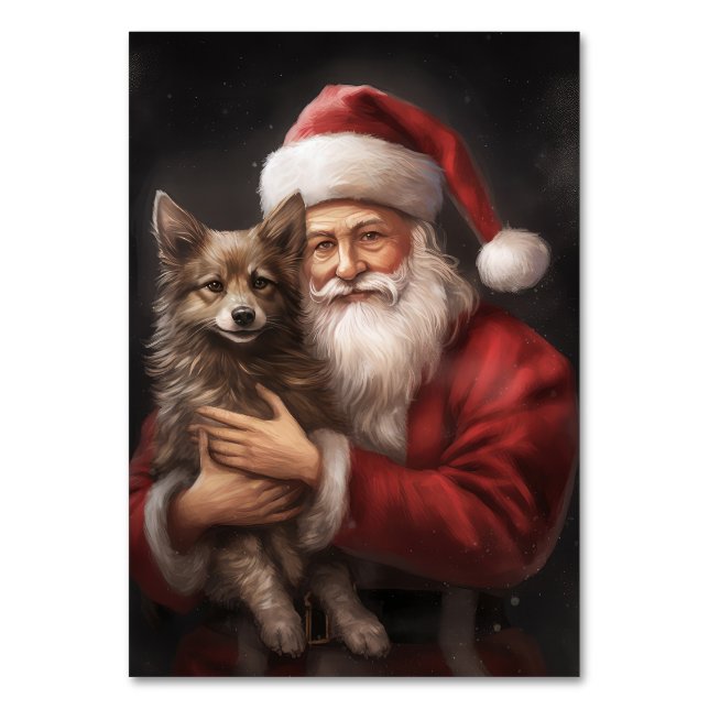 Australian Kelpie mit Weihnachten im Weihnachtsman Tischnummer (Vorderseite)