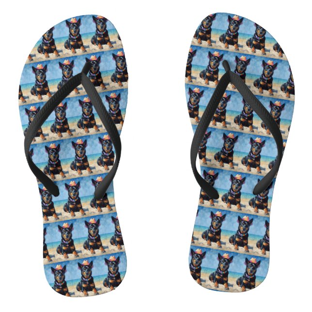 Australian Kelpie on Beach, Hunde liebt Sommergesc Flip Flops (Fußbett)