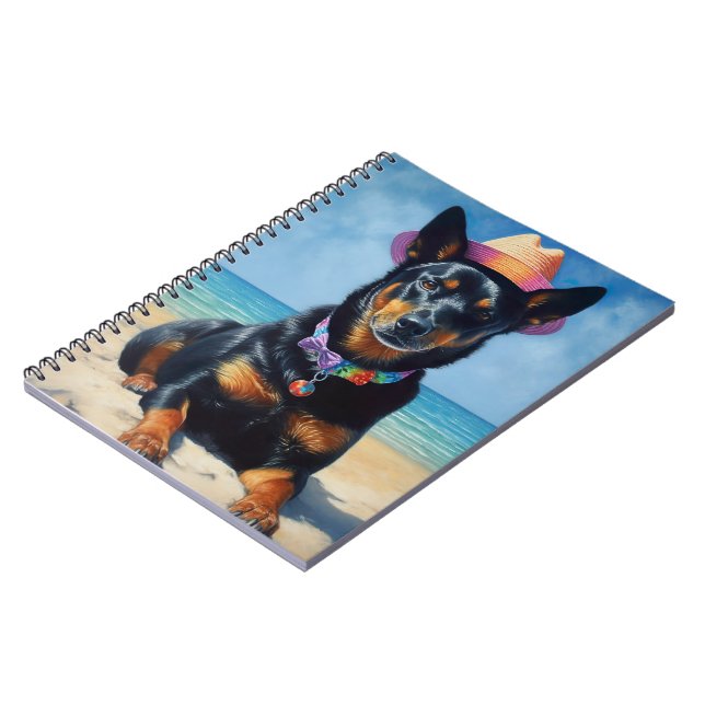 Australian Kelpie on Beach, Hunde liebt Sommergesc Notizblock (Linke Seite)