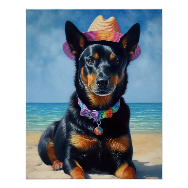 Australian Kelpie on Beach, Hunde liebt Sommergesc Poster (Vorderseite)