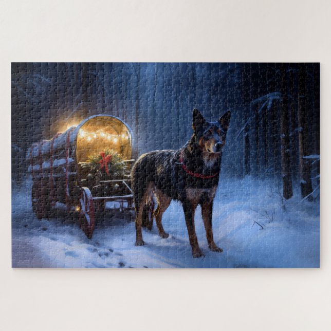 Australian Kelpie Snowy Sleigh Weihnachtsdekor (Horizontal)